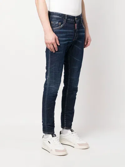 Dsquared2 Blue Jeans With Belt Loops And Logo Patch On The Rear