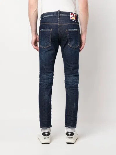 Dsquared2 Blue Jeans With Belt Loops And Logo Patch On The Rear