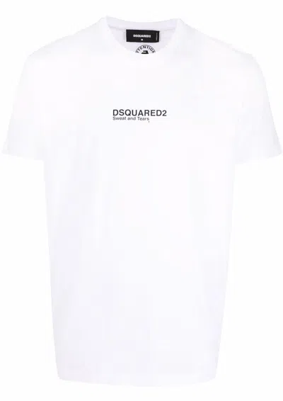 Dsquared2 'cool Fit Tee' White T-shirt With Logo Print On The Front In Cotton Man