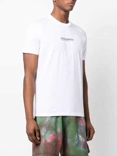 Dsquared2 'cool Fit Tee' White T-shirt With Logo Print On The Front In Cotton Man