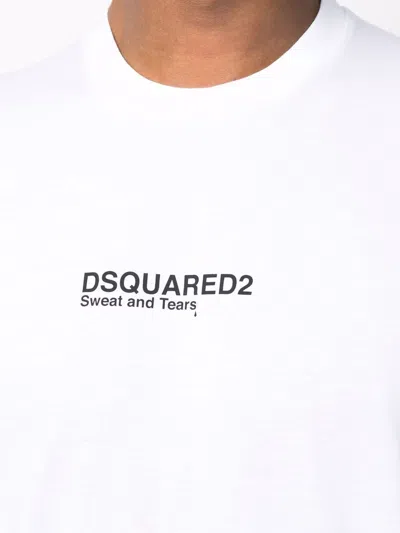 Dsquared2 'cool Fit Tee' White T-shirt With Logo Print On The Front In Cotton Man