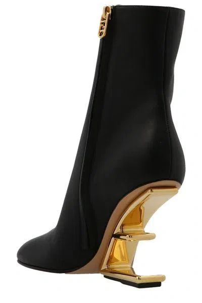 Fendi Lambskin Metallic F-heel Ankle Booties
