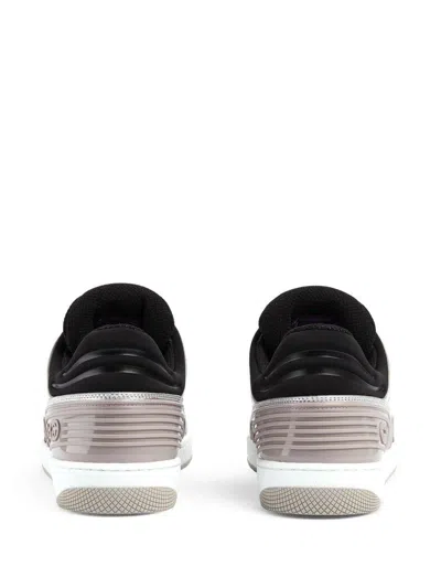 Gucci Elevate Your Style With This Silver And Black Metallic-leather Sneaker