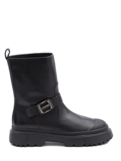 Hogan H619 Leather Biker Boots