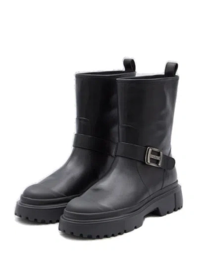 Hogan H619 Leather Biker Boots