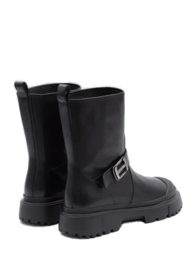Hogan H619 Leather Biker Boots