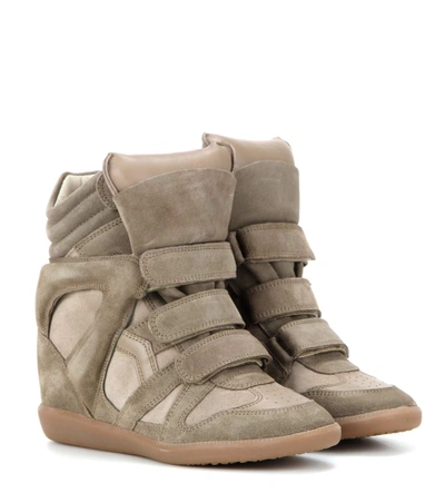 Isabel Marant Bekett Leather And Suede Sneakers In Beige