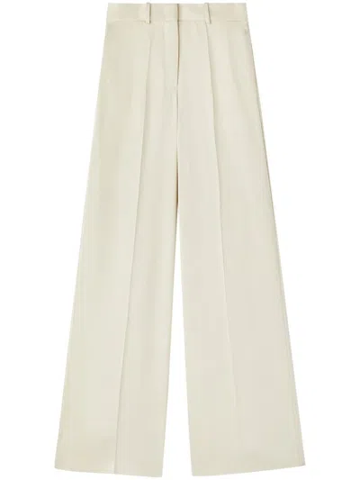 Jil Sander Wide Cream Trousers In Blend
