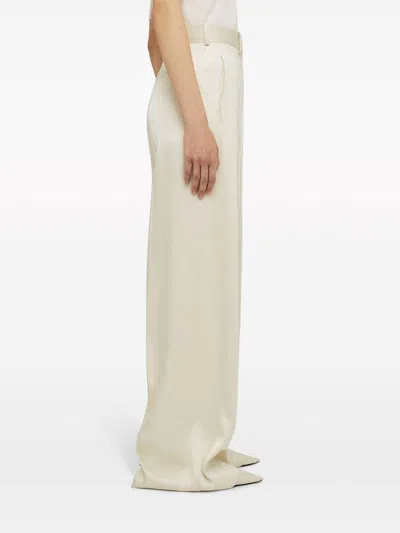 Jil Sander Wide Cream Trousers In Blend
