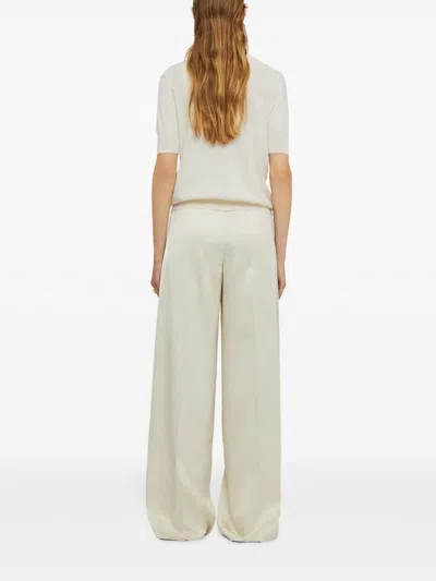 Jil Sander Wide Cream Trousers In Blend