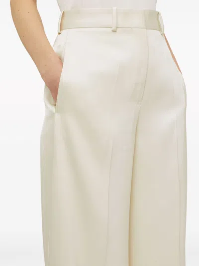 Jil Sander Wide Cream Trousers In Blend