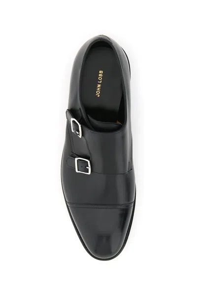 John Lobb Hand-sewn Black Calf Leather Double Buckle Shoe