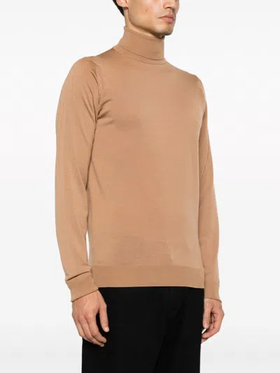 John Smedley Ribbed Turtleneck Wool Sweater With Straight Hem