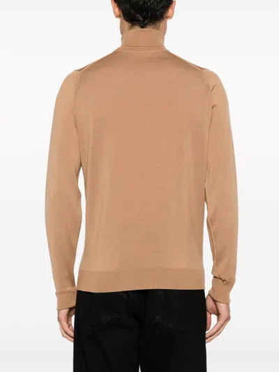 John Smedley Ribbed Turtleneck Wool Sweater With Straight Hem