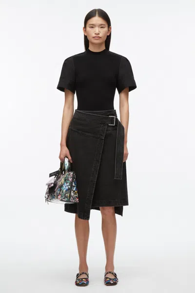 3.1 PHILLIP LIM COMPACT RIB TOP WITH CONTRAST SLEEVES 
