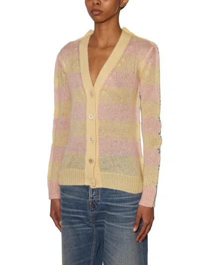 Marni Multicolor Mohair And Wool Cardigan For Women