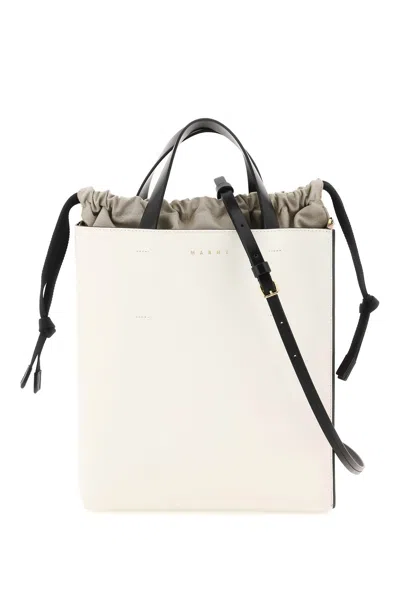 Marni Museo Drawstring Leather Tote Bag