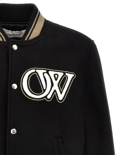 Shop Off-white Varsity Wool Bomber Jacket