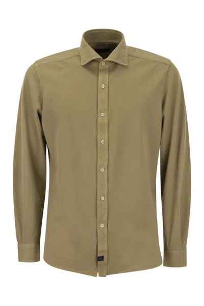 Fay Cotton French Collar Shirt In Beige