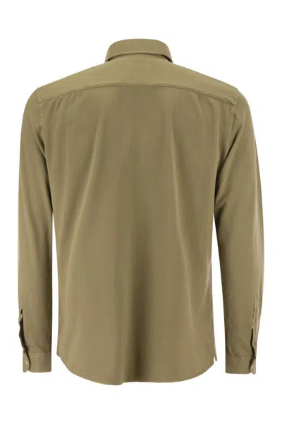 Fay Cotton French Collar Shirt In Beige
