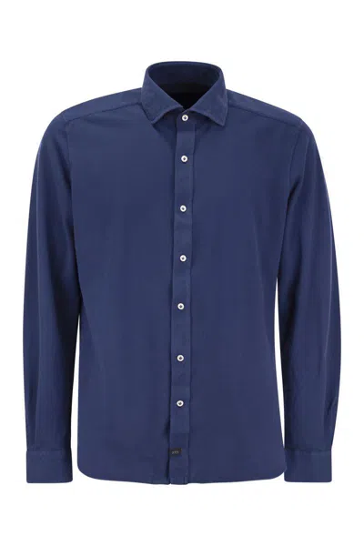 Fay Cotton French Collar Shirt In Blue