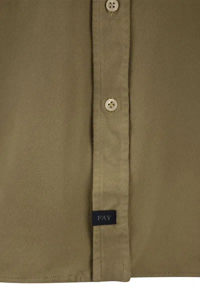 Fay Cotton French Collar Shirt In Beige