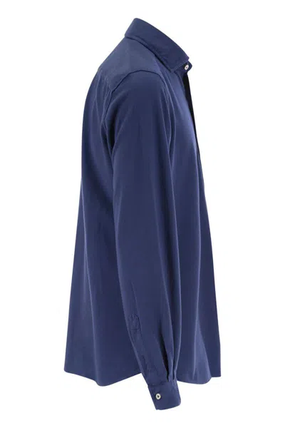 Fay Cotton French Collar Shirt In Blue