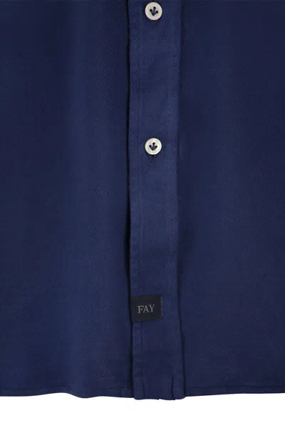 Fay Cotton French Collar Shirt In Blue