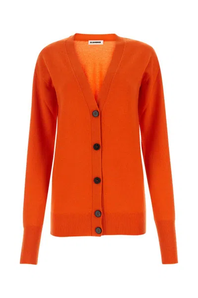 Jil Sander Sophisticated V-neck Wool Cardigan In 825