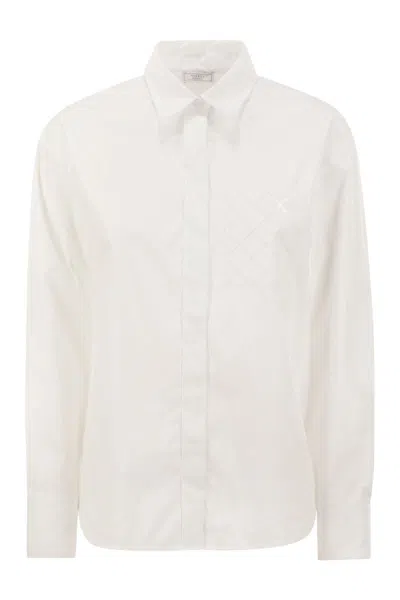 Peserico Stretch Cotton Poplin Shirt In White