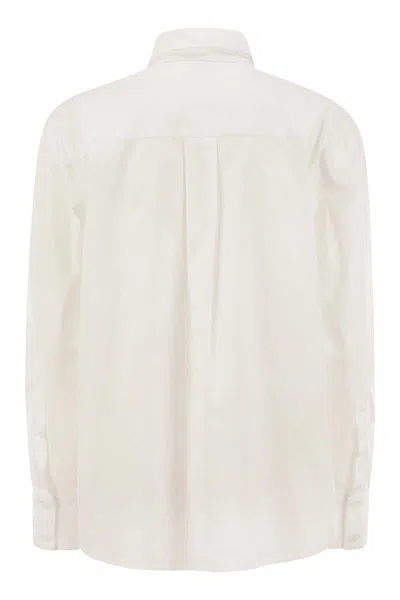 Peserico Stretch Cotton Poplin Shirt In White