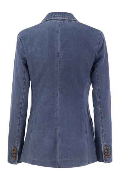 Polo Ralph Lauren Double-breasted Denim Blazer In Navy
