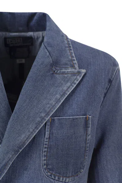 Polo Ralph Lauren Double-breasted Denim Blazer In Navy