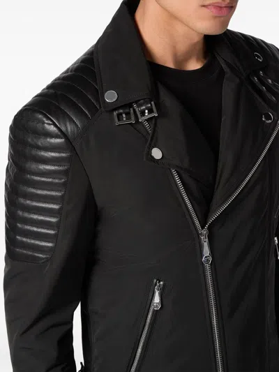 Philipp Plein Nylon Biker Jacket With Leather Padding