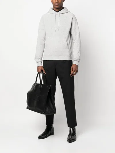 Saint Laurent Basic Hoodie In Gris Chine For Men