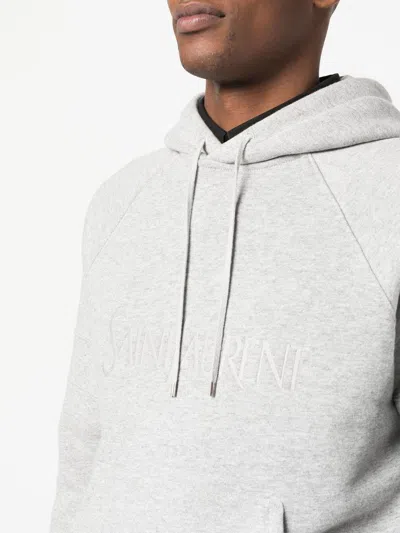 Saint Laurent Basic Hoodie In Gris Chine For Men