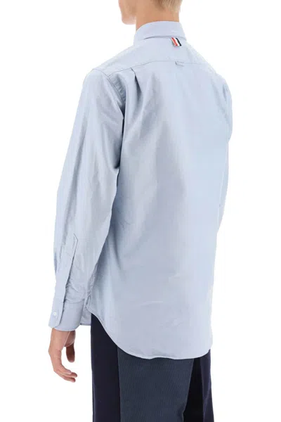 Thom Browne Light Blue Shirt With Button-down Collar And Striped Rwb Detail On The Rear