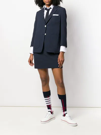 Thom Browne Cotton Shirt With Embroidered Stripes And Pocket In White