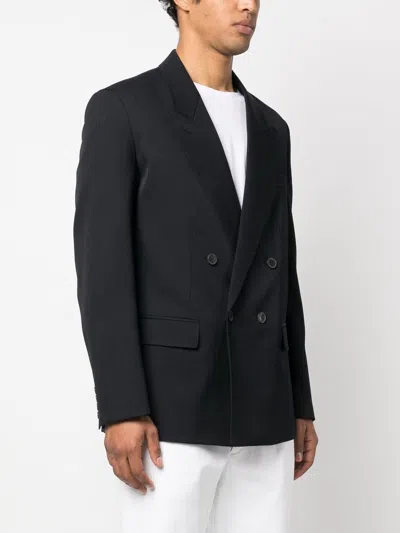 Valentino Navy Double-breasted Jacket For Men In Ss23 Collection