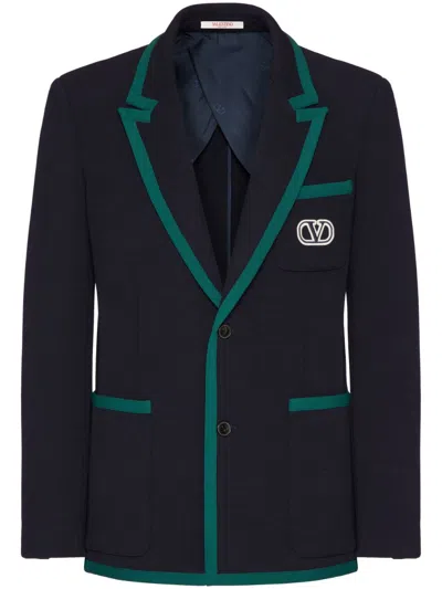 Valentino Tailored Cotton Blend Blazer With Back Slit And Sharp Lapels
