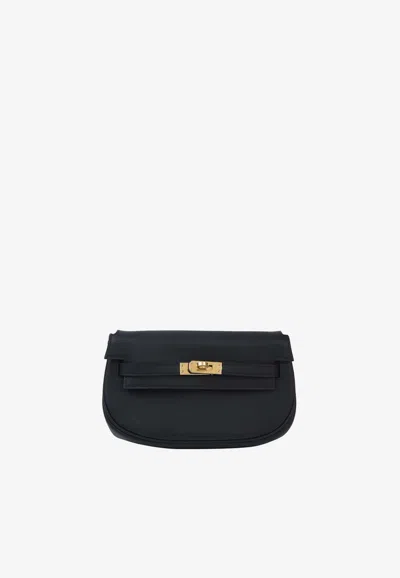 Hermes Kelly Moove In Black Swift Leather With Gold Hardware In Black