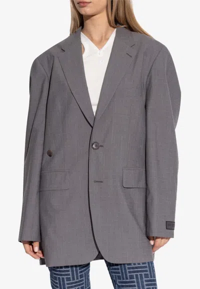 Kenzo Oversized Single-breasted Kimono Blazer In Gray