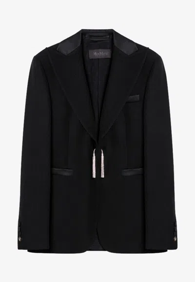 Max Mara Virgin Wool Tassel-fastened Blazer In Black