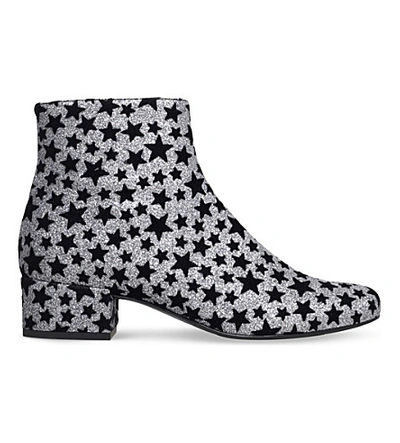 Shop Saint Laurent Babies 40 Stars Ankle Boots In Silver