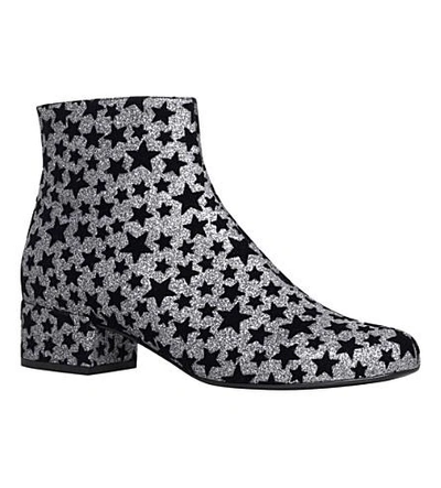 Shop Saint Laurent Babies 40 Stars Ankle Boots In Silver
