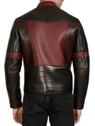 Shop Givenchy Lamb Leather Moto Star Print Jacket In Black