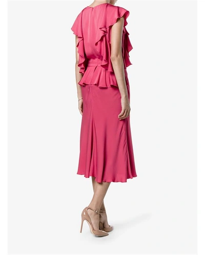 Shop Alexander Mcqueen Cascading Ruffle Midi Dress