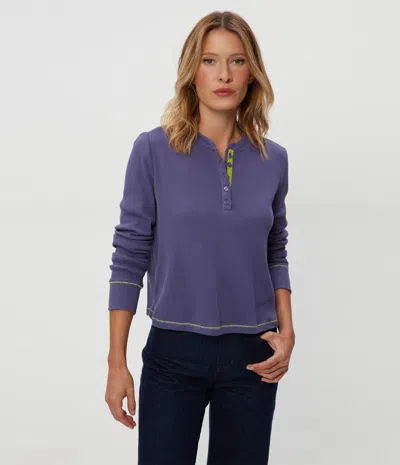 Michael Stars Lina Thermal Henley Tee In Moonlit