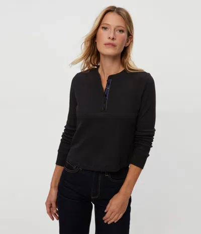 Michael Stars Lina Thermal Henley Tee In Black