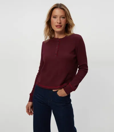 Michael Stars Lina Thermal Henley Tee In Beetroot